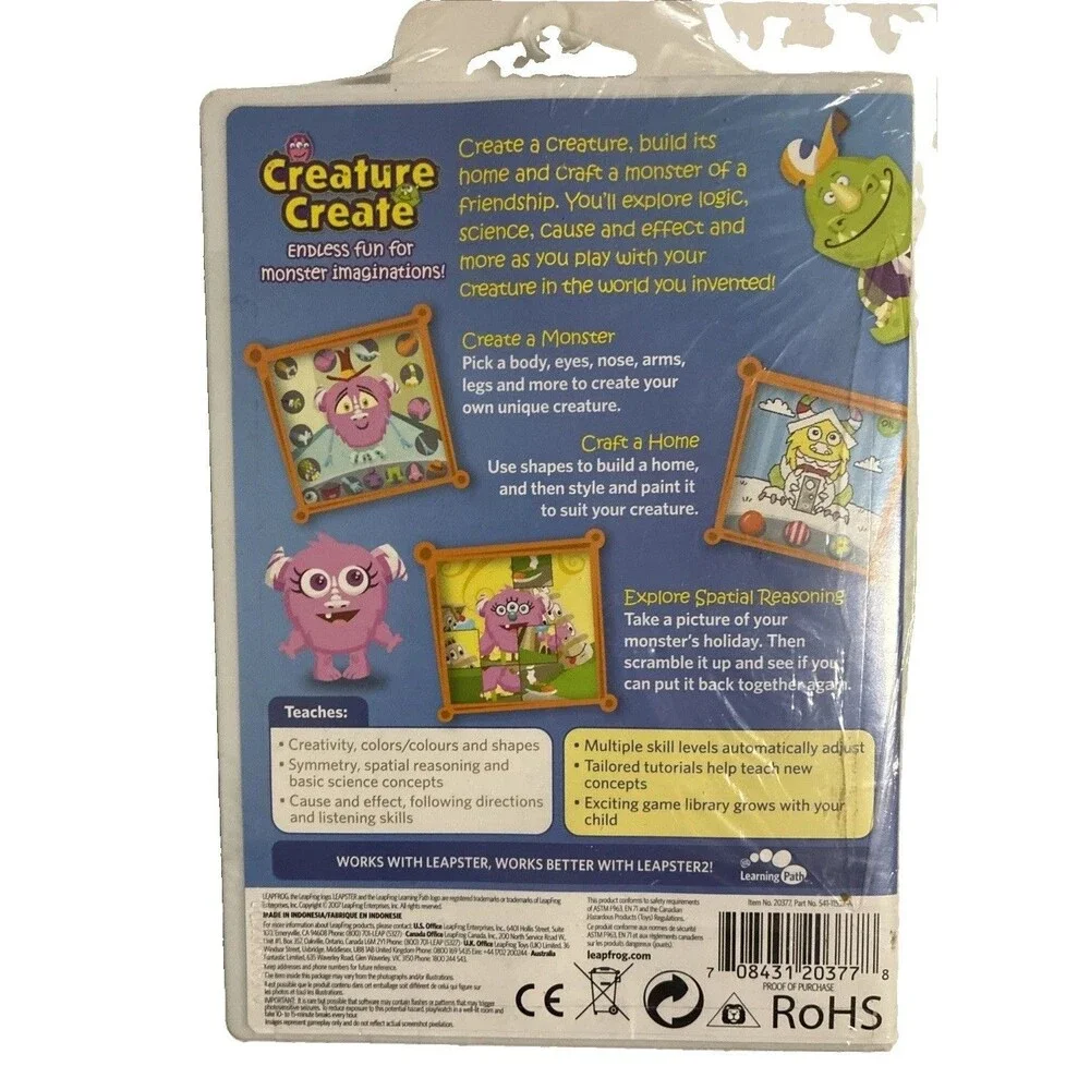 Leap Frog Leapster CREATURE CREATE Learning Game Pre-K 2nd Ages 4-8 NEW SEALED